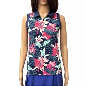 Tommy Bahama Womens Tennis Golf Floral 1/4 Zip Sleeveless Polo Top Size S - NWT